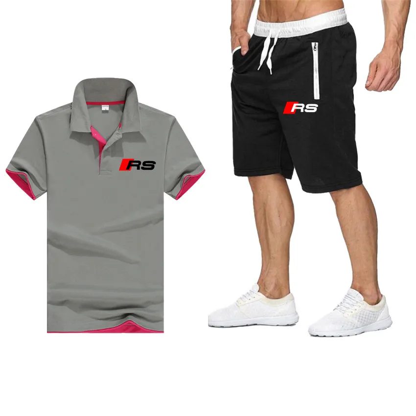

Large size men's suit 2-piece suit men's casual T-shirt + shorts suit loose cotton high-end T-shirt jogging sportswear