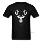 Футболка с круглым вырезом и геометрическим рисунком оленя на день рождения, новогодние футболки с коротким рукавом для мужчин, лидер продаж, футболка из чистого хлопка с принтом
