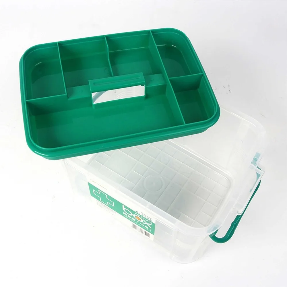 

First Aid Box Multi-Layered Home Kit Healthy Plastic Transparent Box PP Plastic Drug Storage Box for Household MJ71505