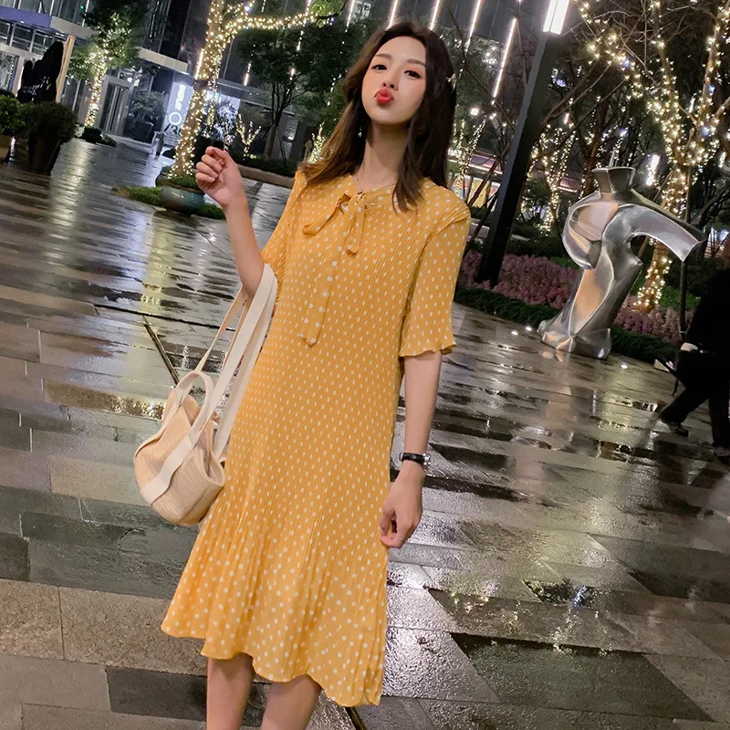 Платье для беременных с бантом бабочкой оборками Модное шифоновое платье