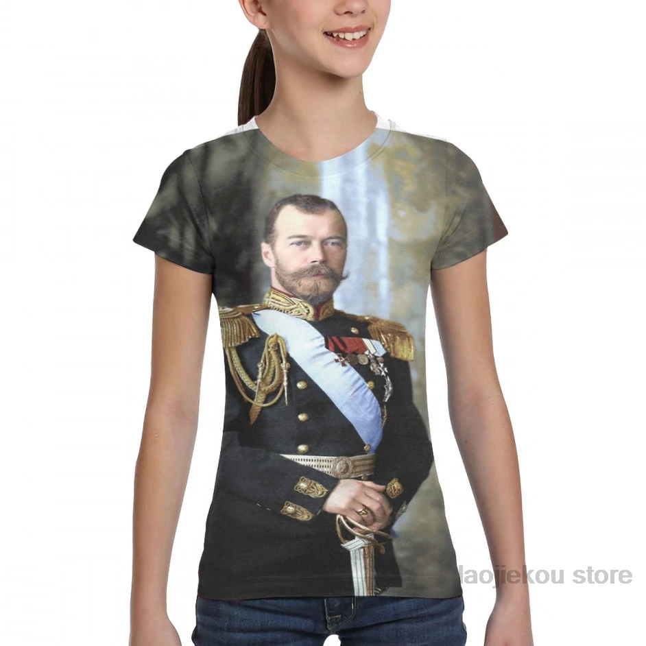 Girl Tsar Nicholas II из России, Мужская футболка, женская модная футболка с принтом для девочек, футболки для мальчиков, летние футболки с короткими рукавами - Цвет: Girl