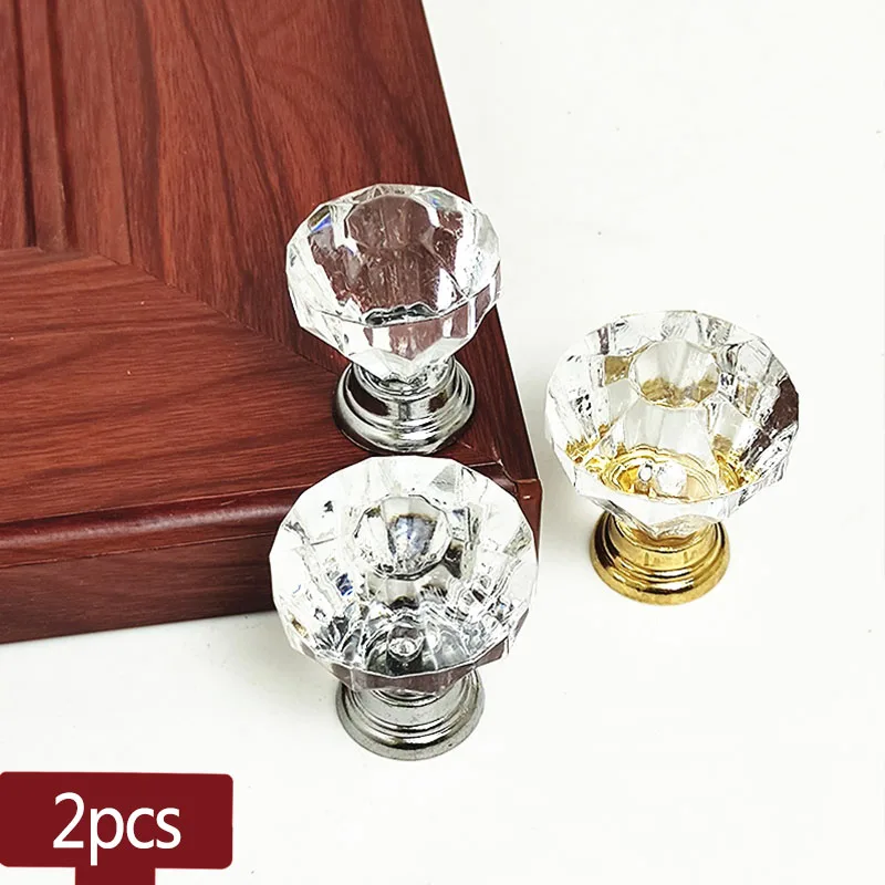 

2pcs Crystal Glass Knobs Diamond Shape Design Cupboard Drawer Pull Kitchen Cabinet Door Wardrobe Wardrobe Furniture Hardware