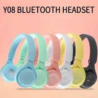 y08 mini folding macaron color game bluetooth wireless headphones hifi music auto pairing earphones inserted tf card headsets