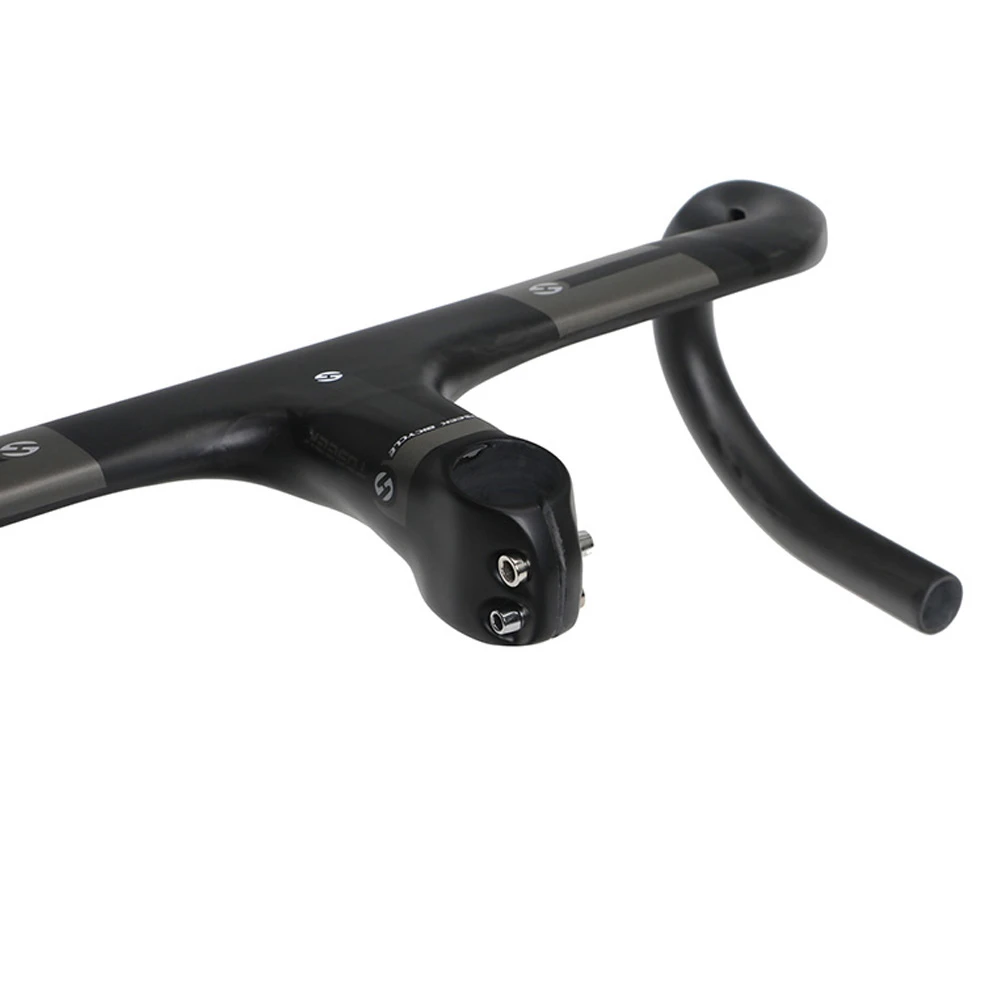 Дешево TOSEEK руль полностью из углеродного волокна, шоссейный велосипед падение бар Сверхлегкий Руль интегрированный гнутый бар 95 мм 125 мм падение 400...