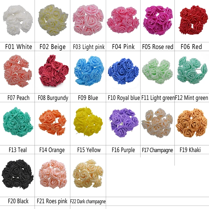 

Eid Mubarak Decor Sale 10/20 Heads 8CM New Artificial PE Foam Rose Flowers Bride Bouquet Home Flower Wedding Decorations