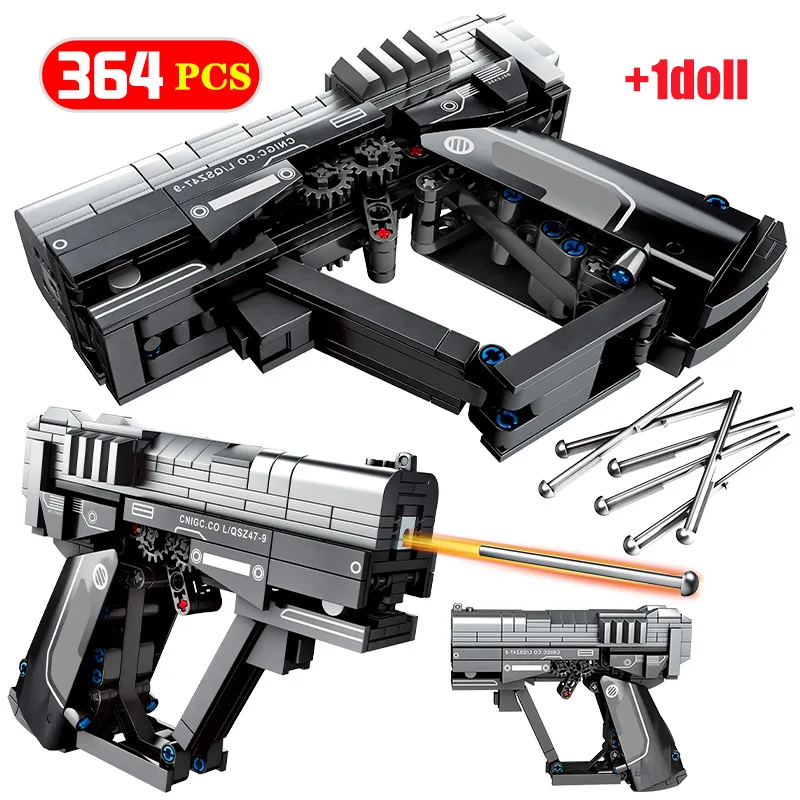 

City Police Pistol Gun Model Building Blocks Military Technical WW2 Weapon Bullet Figures Bricks Educational Toys for children