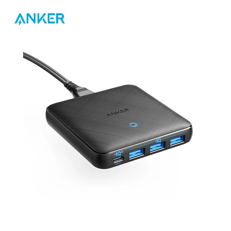 

USB C Charger, Anker 65W 4 Port PIQ 3.0 & GaN Fast Charger Adapter, PowerPort Atom III Slim Wall Charger with a 45W USB C Port