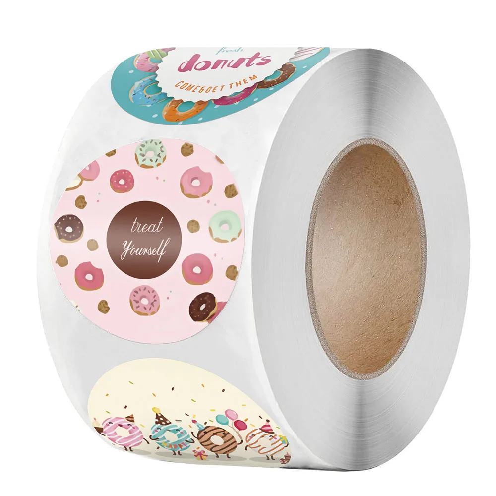 

500Pcs/Roll Rainbow Happy Birthday Sticker Party Gift Packaging Doughnut Seal Labels for DIY Handmade Cards Decoration 8 Styles
