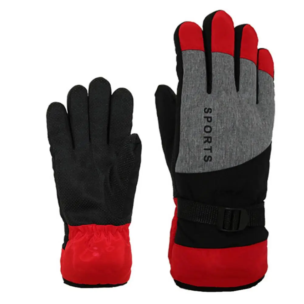 

Bike Gloves Winter Nylon And Plush Waterproof Winter Gloves Durable Non-slip Thermal Gloves Red Blue Black For Skiing Hiking R