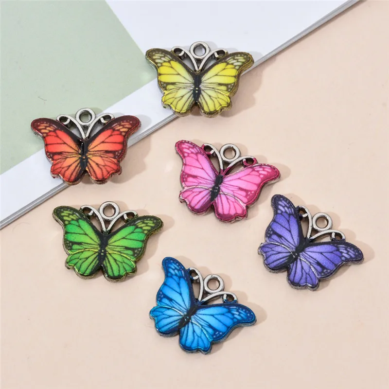 

10PCS Butterfly Pendants Colourful Enamel Butterfly Charm Small Animal Findings DIY Jewellery Supplies