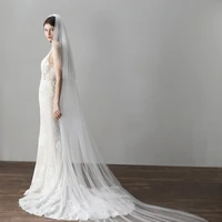 white ivory 2 layer elegant wedding veil bridal veils blusher veil wedding accessories with comb bridal simple veu de noiva