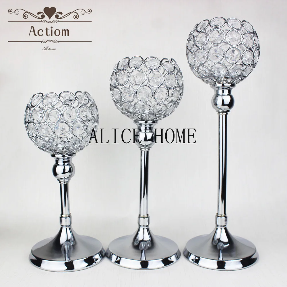 Хрустальные подсвечники для свечей кофейного обеденного стола металлические