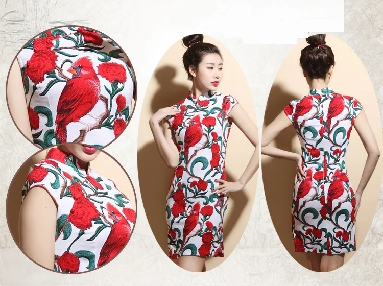 Китайские платья Ципао Cheongsam из хлопка и льна Mujer Vestidos размера плюс для женщин короткие 3XL 4XL 5XL летние Новое поступление