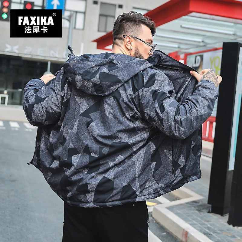 FAXIKA/мужская одежда больших размеров осеннее пальто с капюшоном и бархатными