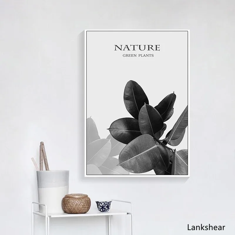 Print Nordic Poster Modern Canvas Wall Black And White Painting Small Fresh Leaves For Bedroom Living Room Home Decoration | Дом и сад