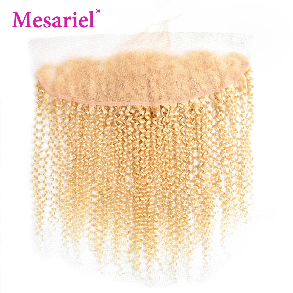Mesariel 13X4 Blonde Hair Bundles With Lace Frontal 613 Human Brazilian Kinky Curly | Шиньоны и парики