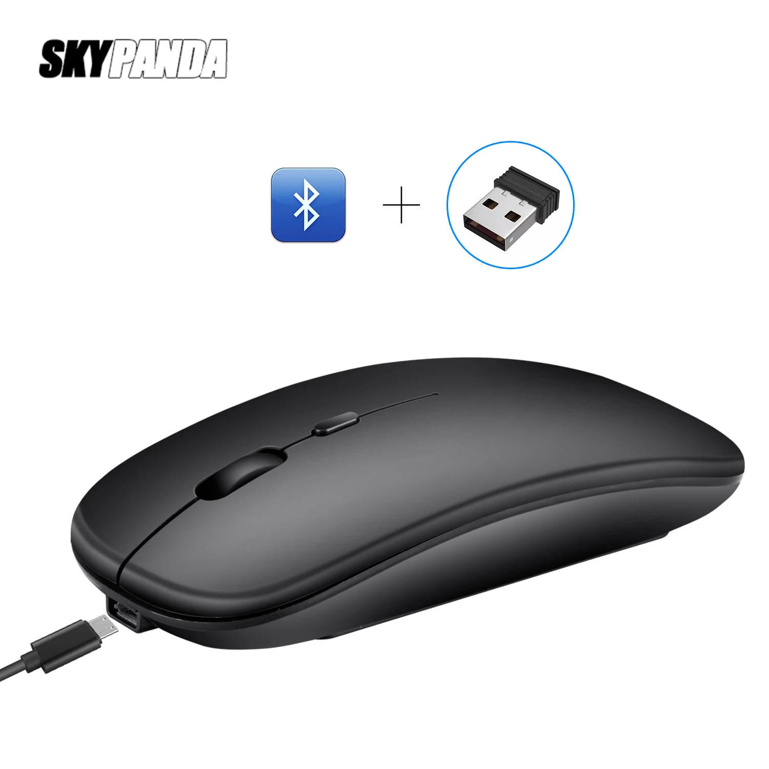 Беспроводная мышь 2 4 ГГц + Bluetooth 1600 заряжаемая игровая с USB-приемником типа C DPI 5