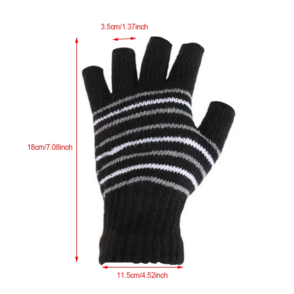 

USB Heated Half Finger Gloves Washable Fingerless Winter Knitted Gloves