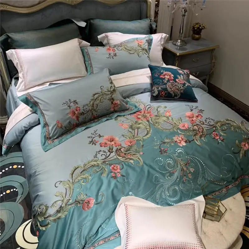 Роскошный зеленый сатиновый Комплект постельного белья 1000TC из египетского