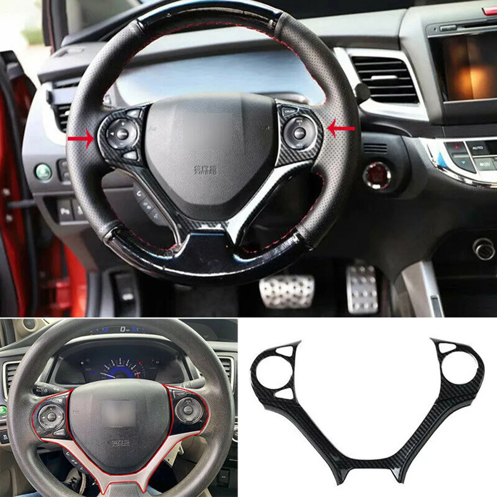 

1x Carbon Fiber Style Steering Wheel Frame Cover Trim For Honda Civic 2012-2015 Steering Wheel Frame Cover