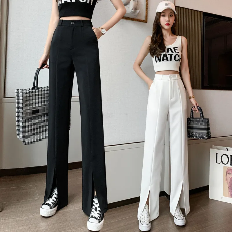 

2021 Women's Pants Harajuku Trousers For Female Y2k Loose Straight Pants Full Length Black High Waist Casual Wide Leg Pants