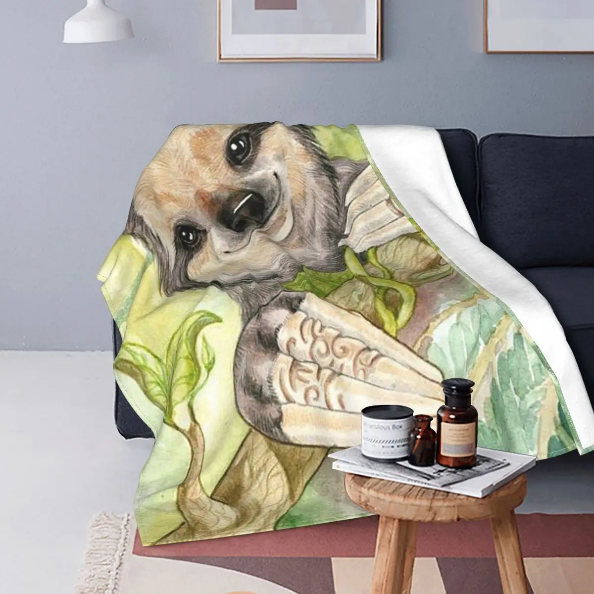 

Sloth Pattern Blanket Flannel Printed Funny Animal Portable Super Warm Throw Blankets for Bed Outdoor Bedspread