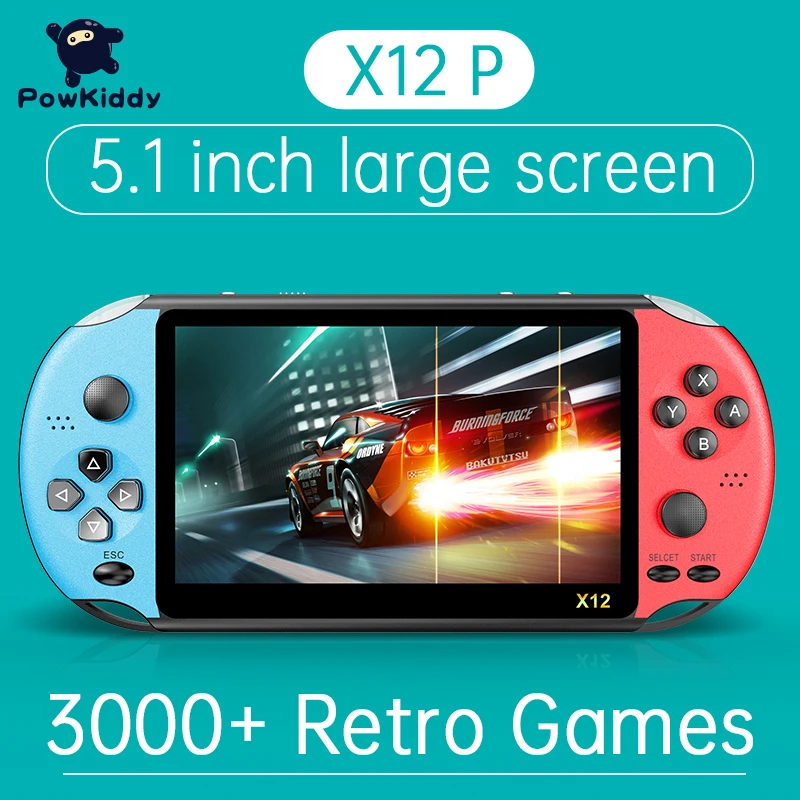 Портативная игровая консоль POWKIDDY X12P с большим экраном 5 1 дюйма ретро детство