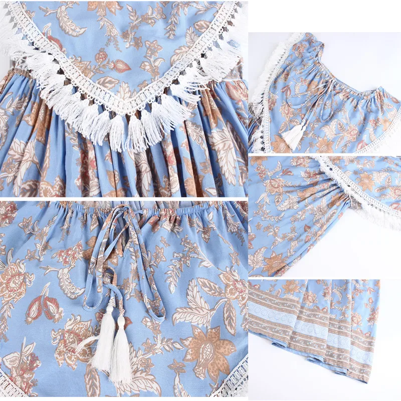 Женское длинное платье в богемном стиле свободное пляжное с оборками вырезом