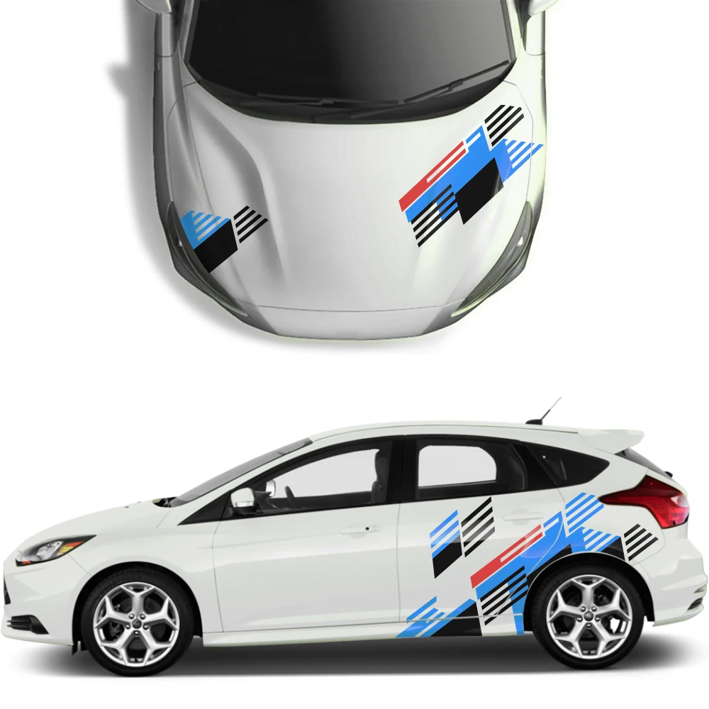 

6PCS Car Side Stickers Auto Hood Sports Styling Decor Decals For Ford Focus 2 3 1 MK2 Mk3 MK1 Automobile Vinyl Film Accessories