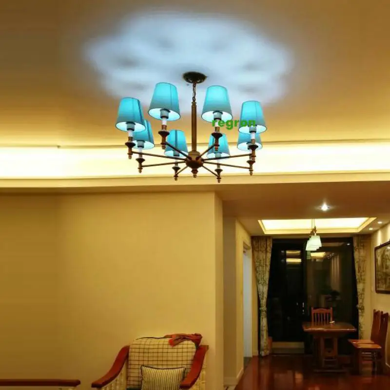 Американская винтажная лампа деревенская железная люстра led lamparas синий абажур