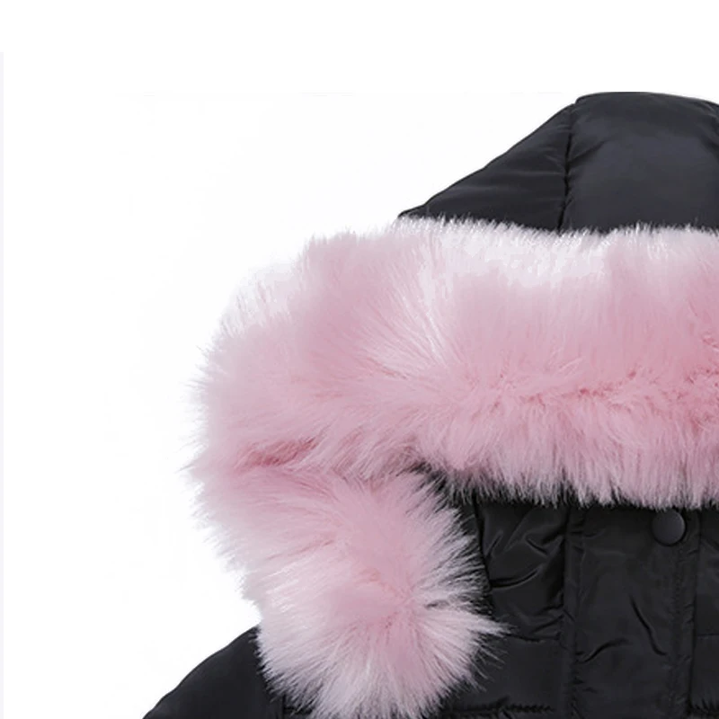 

2020 Children Winter Jacket Girl Clothes Cotton-padded Outerwear Kids Warm Letter Thick Fur Collar Hooded Long Down Coats