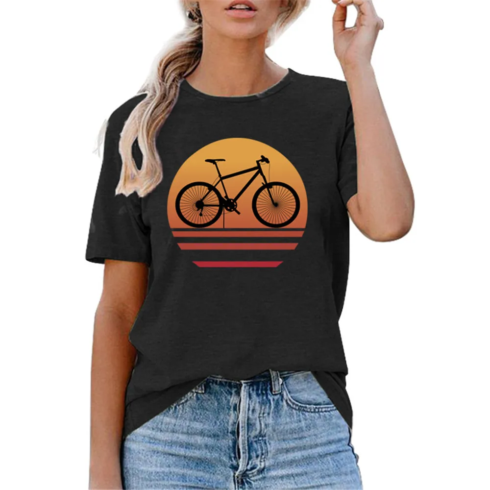 Велосипедные блузки с оранжевым принтом солнца женские модные большого размера