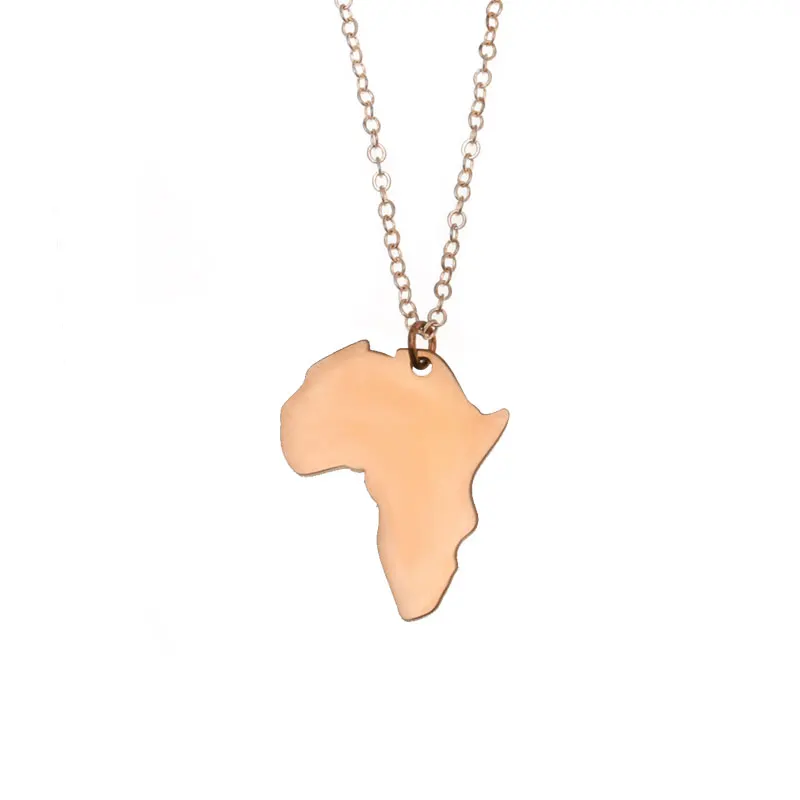 

XIAOBOACC Rose Gold Africa Map Pendant Necklace Korean Fashion Palestine Women Snake Chain Choker Necklace Jewelry 2021