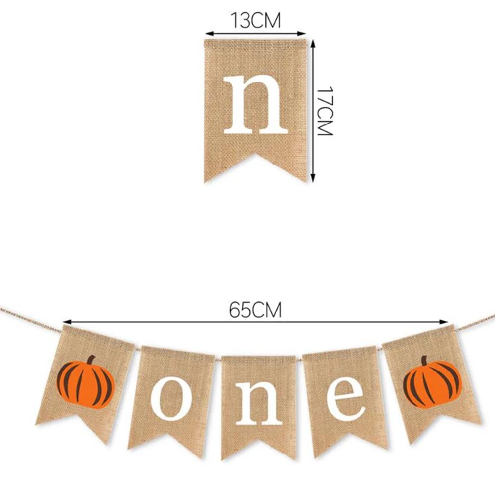 2pcs Autumn Thanksgiving Decorations For Home Baby Birthday Banner ONE Pumpkin Pattern Swallow Tail Flag Party Props | Дом и сад