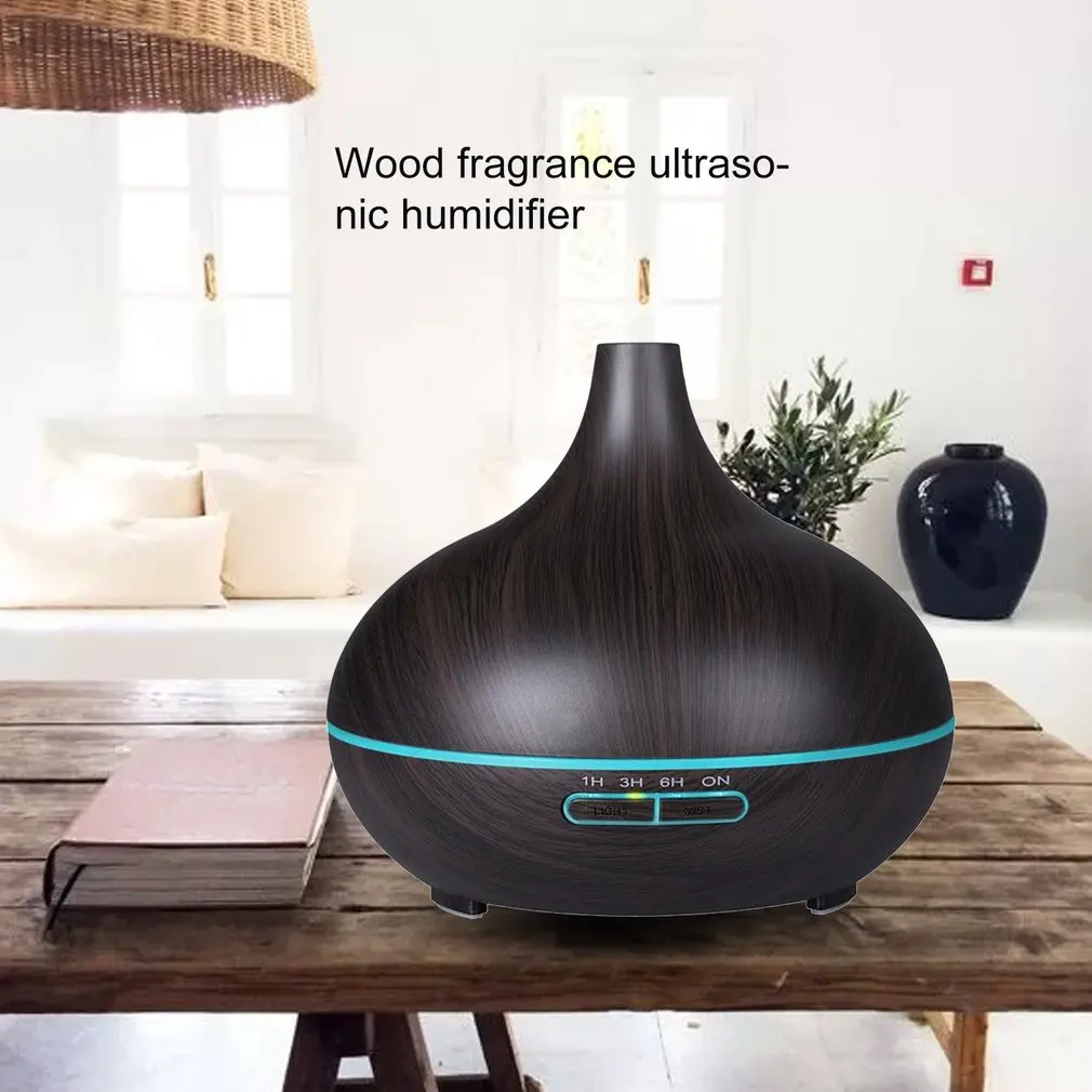 

400 ML ultrasonic humidifier usb aroma diffuser air essential oil atomizer wood grain humidifier seven color LED lamp home