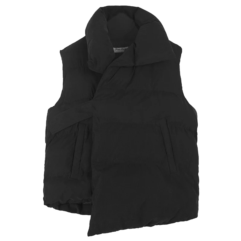 LANMREM 2020 темное женское ассиметричное однотонное теплое хлопковое пальто без