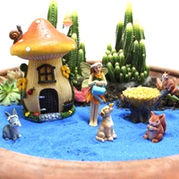 mushroom house figurines fairy garden kit sculptures outdoor dog bunny squirrels fairies decor accessories garden supplies