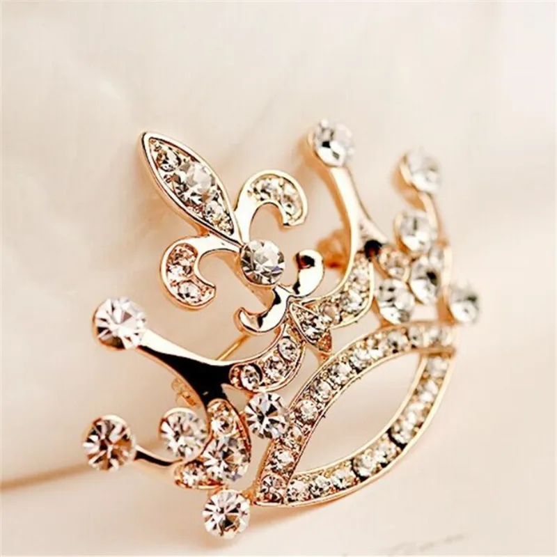 Женская длинная брошь в форме короны, с жемчугом