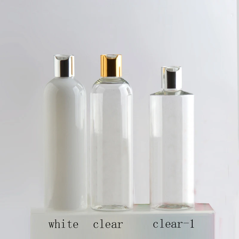400 мл Белая пустая Пластик бутылки золота контейнеров Пресс Кепки мытье шампунем