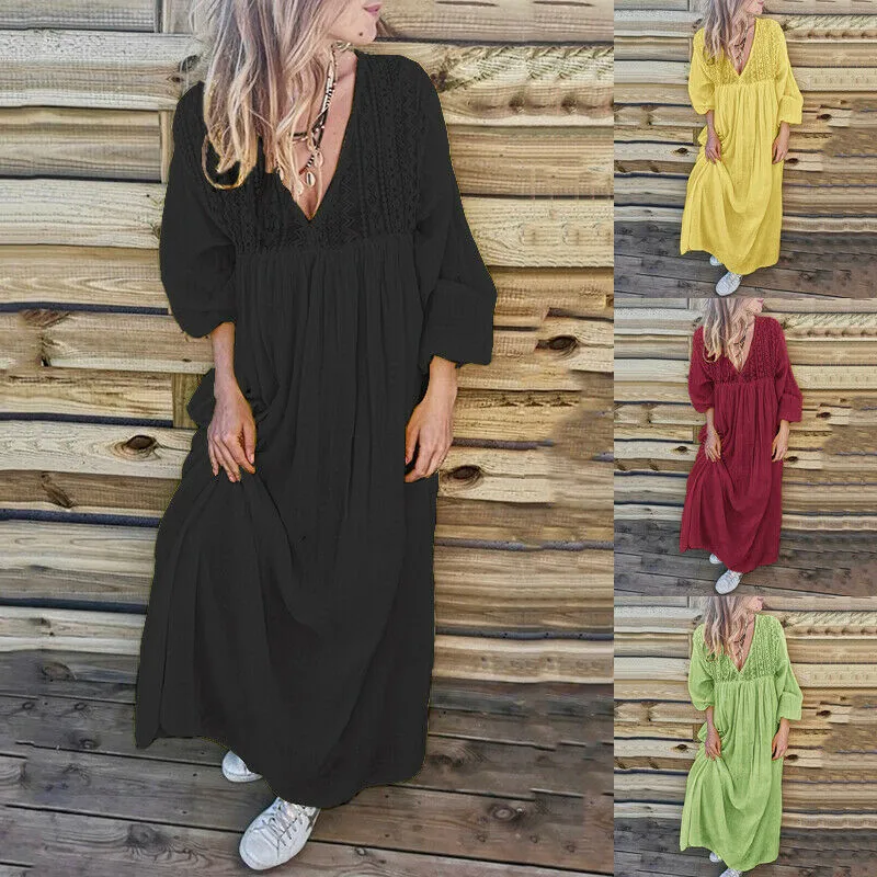 Зимнее платье MISSOMO женское длинное макси повседневные кружевные платья с длинным