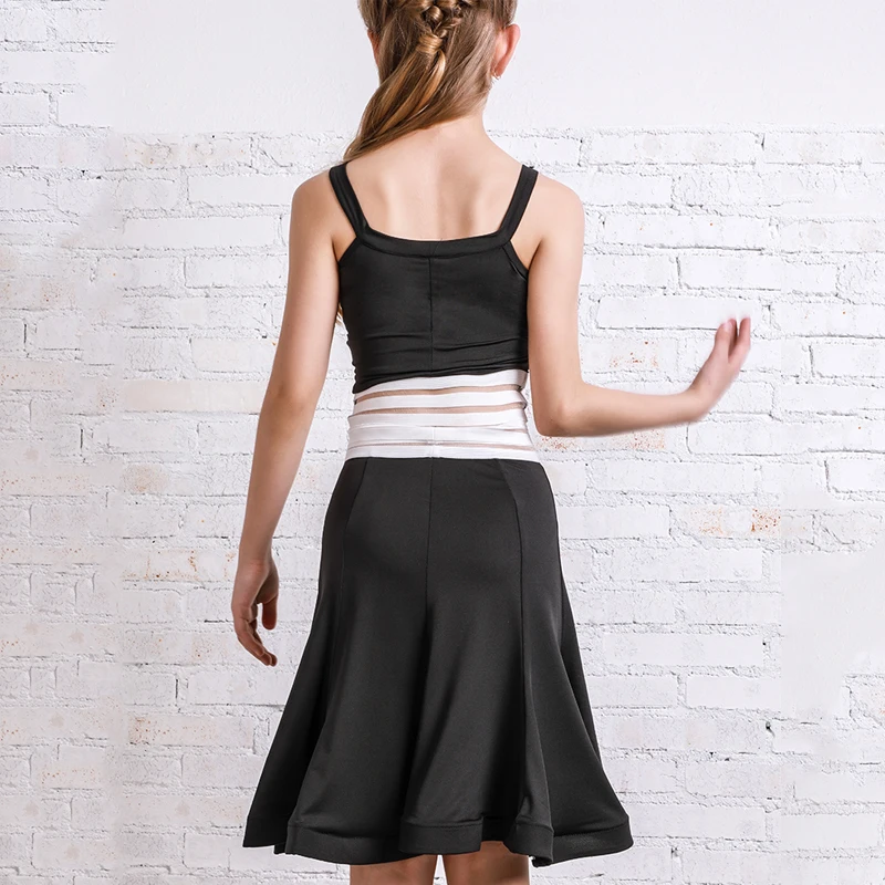 Детское платье для латинских танцев костюмы практика подтяжки одежды с топом и