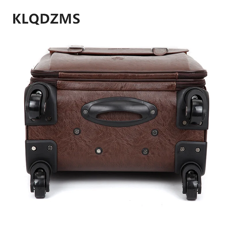 Модный чемодан на колесиках KLQDZMS 18 дюймов мужской из искусственной кожи для