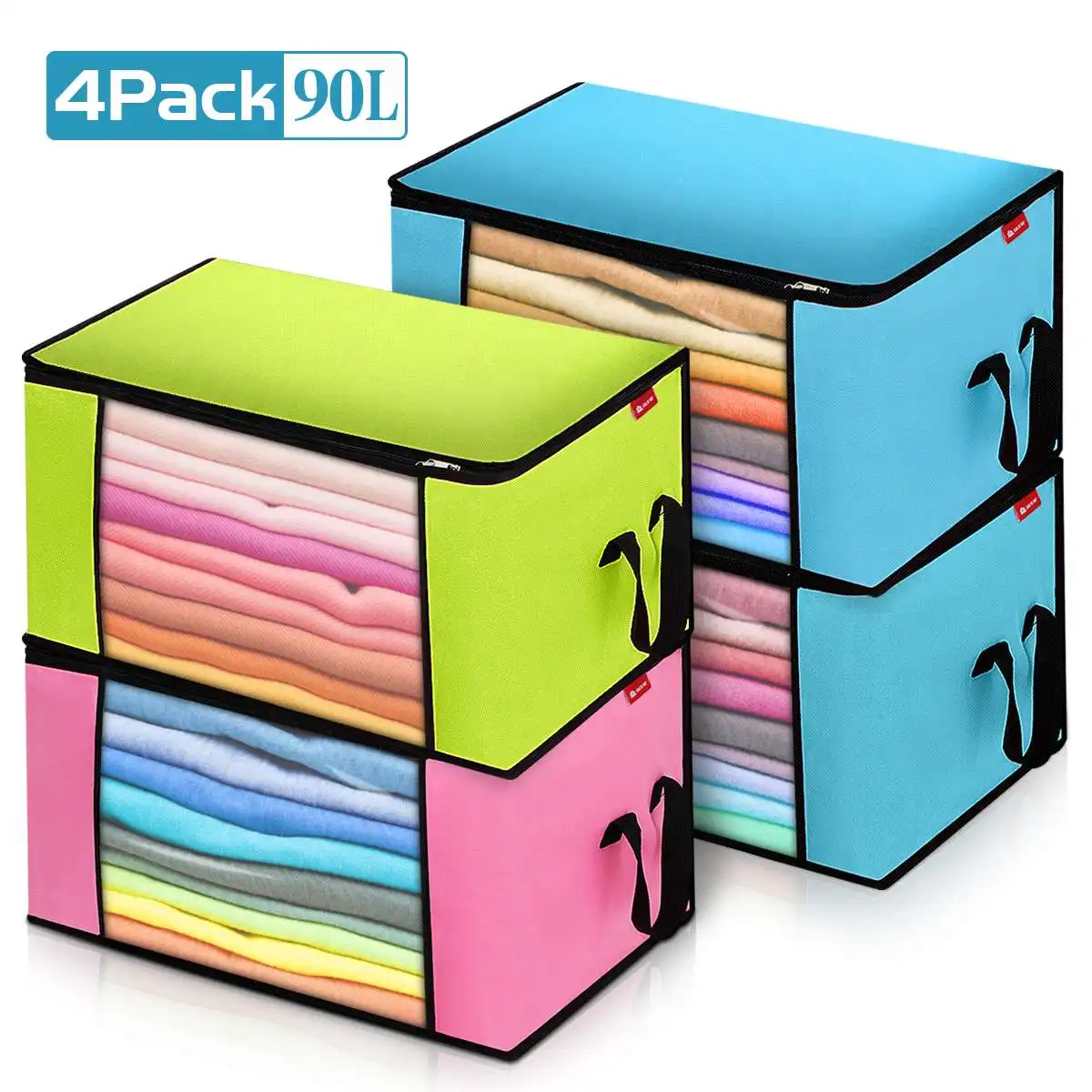

3/4pcs Storage Bag Clothes Blanket Portable Oxford Cloth Folding Clothes Pillow Quilt Blanket Storage Organizer Wardrobe Storage
