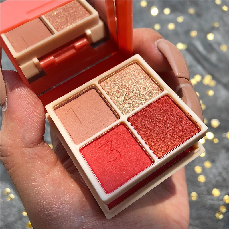 4 Color Eyeshadow+1 Color Cheek Blusher Shimmer Matte Pigmented Eyeshadow Palette Glitter Metallic Makeup Eyeshadow Palette
