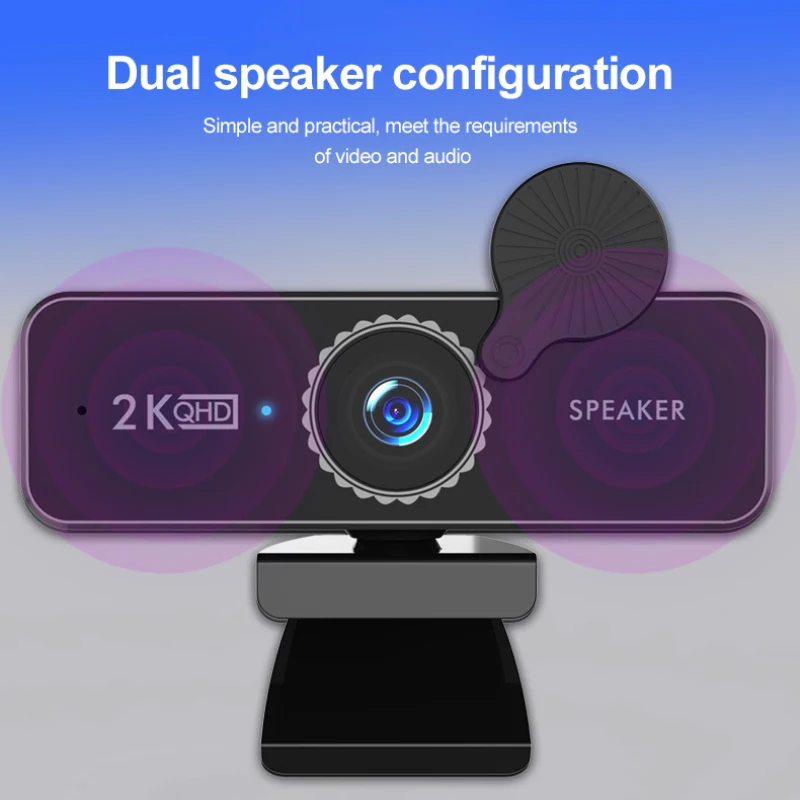 

2K Full HD Webcam With Noise Reduction Mic USB Wide-angle Mini Camera Web Cam Video Conference Plug And Play For Laptop Computer