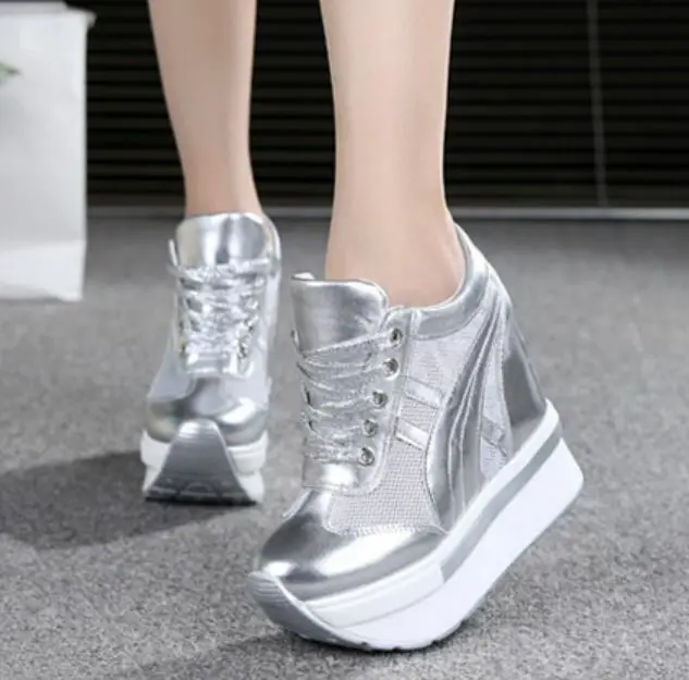 

Women Platform Creepers Wedges High Heels Lace Up Sneakers Casual Sport Shoes BN