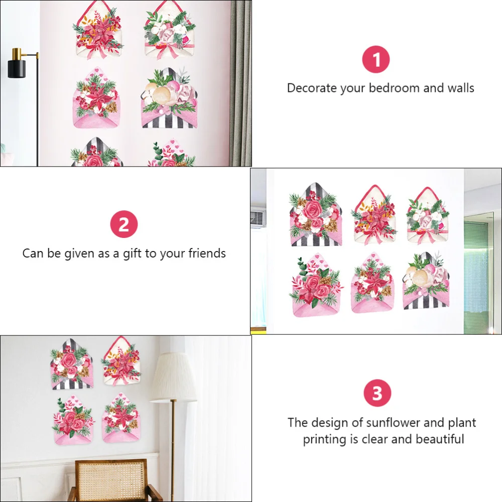 

2 Sheets Envelope Floral Wall Stickers Creative Exquisite Wall Decals Home Decor