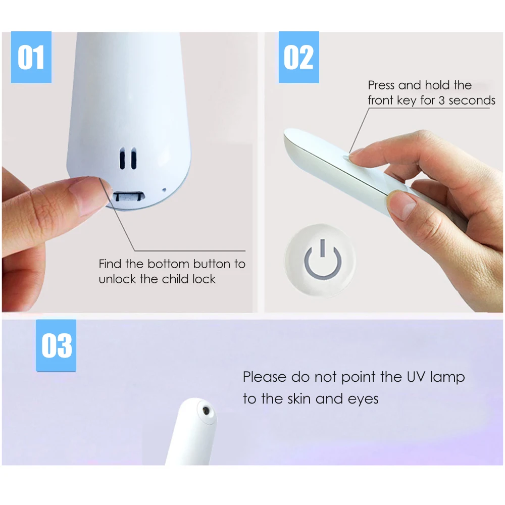 Мини УФ светильник стерилизатор ручной дезинфекционный карандаш аккумуляторная