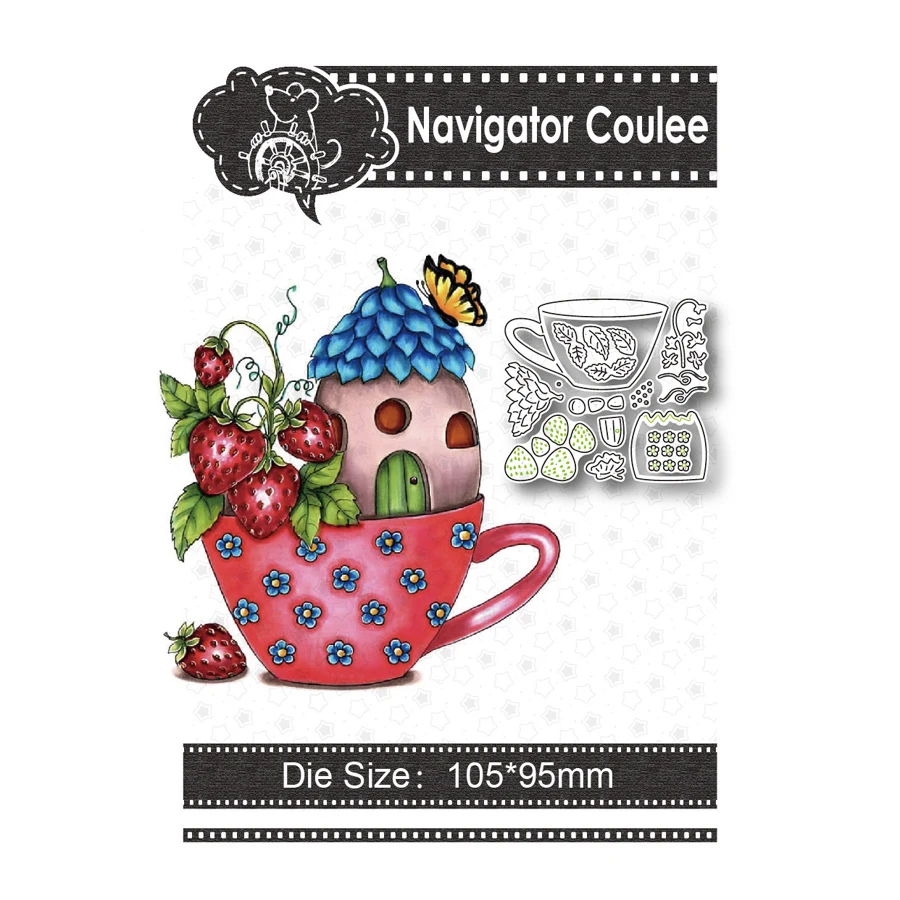 

Metal Cutting Mould Cup Strawberry House Scrapbook Stamping Clear Stamp Decoration Creative Embossing DIY Craft New Arrival 2021