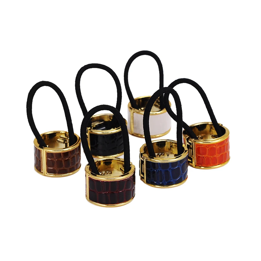 

Women Imitation Leather Crocodile Pattern Ponytail Holder Elastic Hair Accessories Girl's Hair Cuff Wrap Tie Band Ring Rope